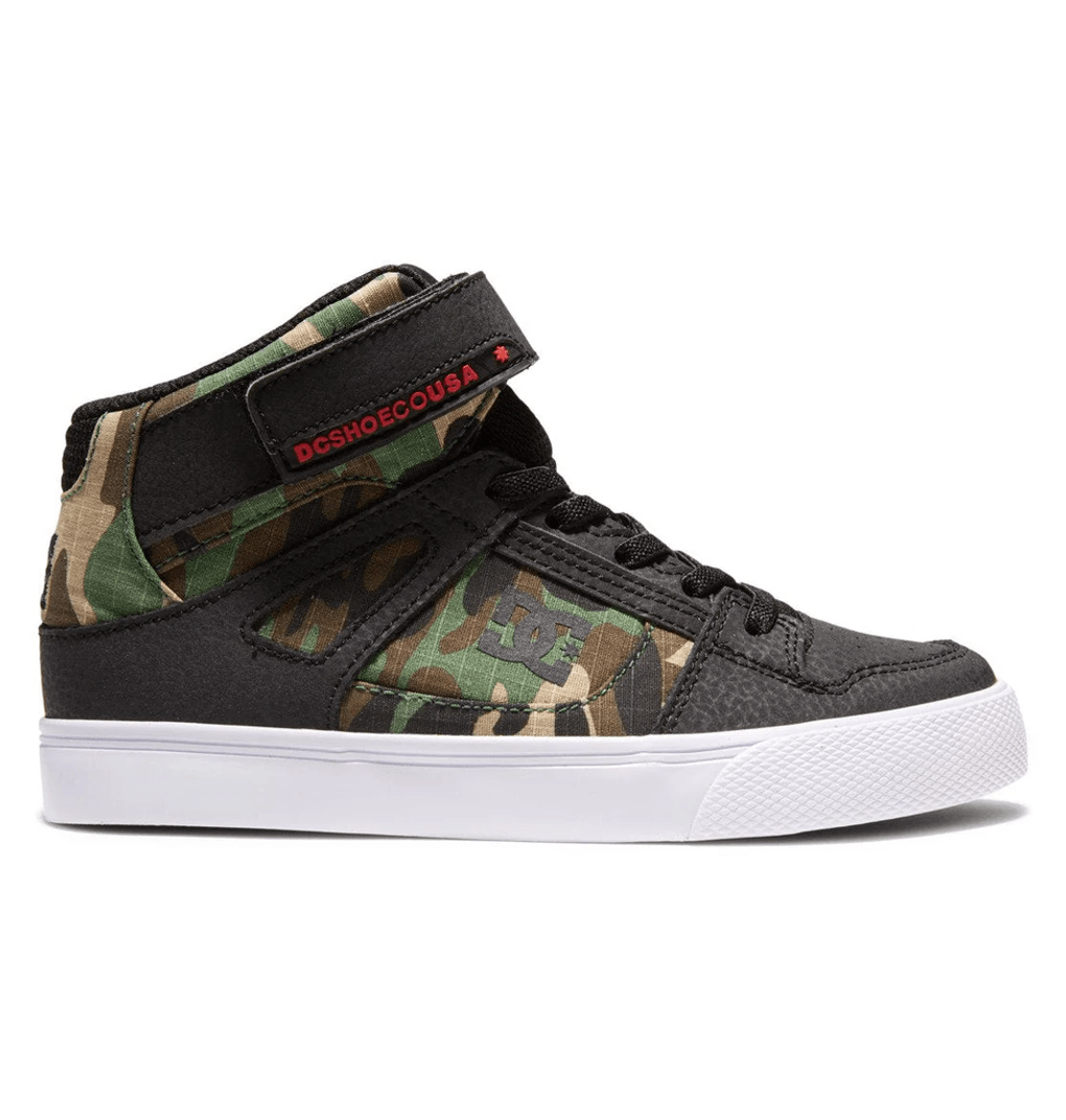 DC Shoes Pure High Elastic Lace, Zapatos De Caña Alta Para Niños, Negro Camuflaje (BLO)