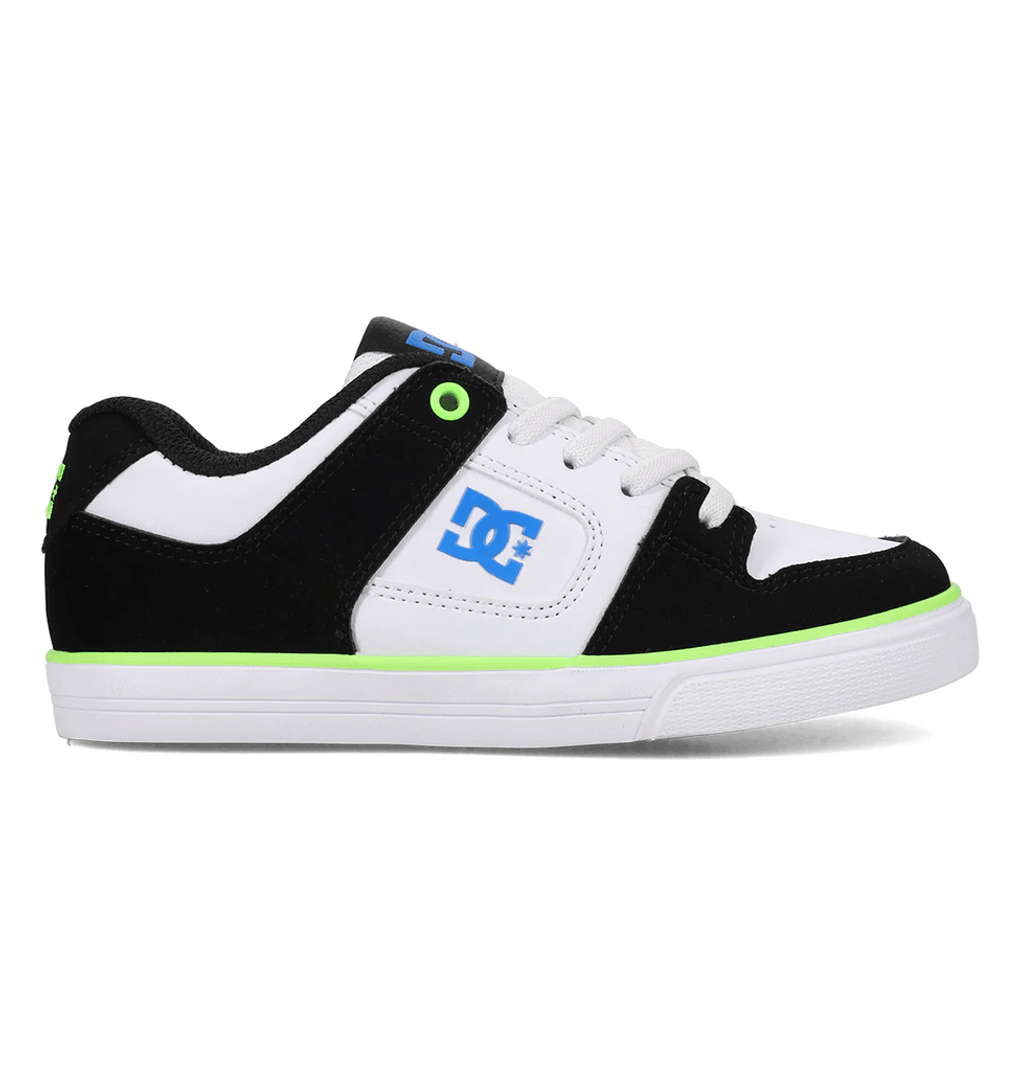 DC Shoes Pure Elastic Para Niños, Negro/blanco/verde Azulado Negro/blanco/verde Azulado