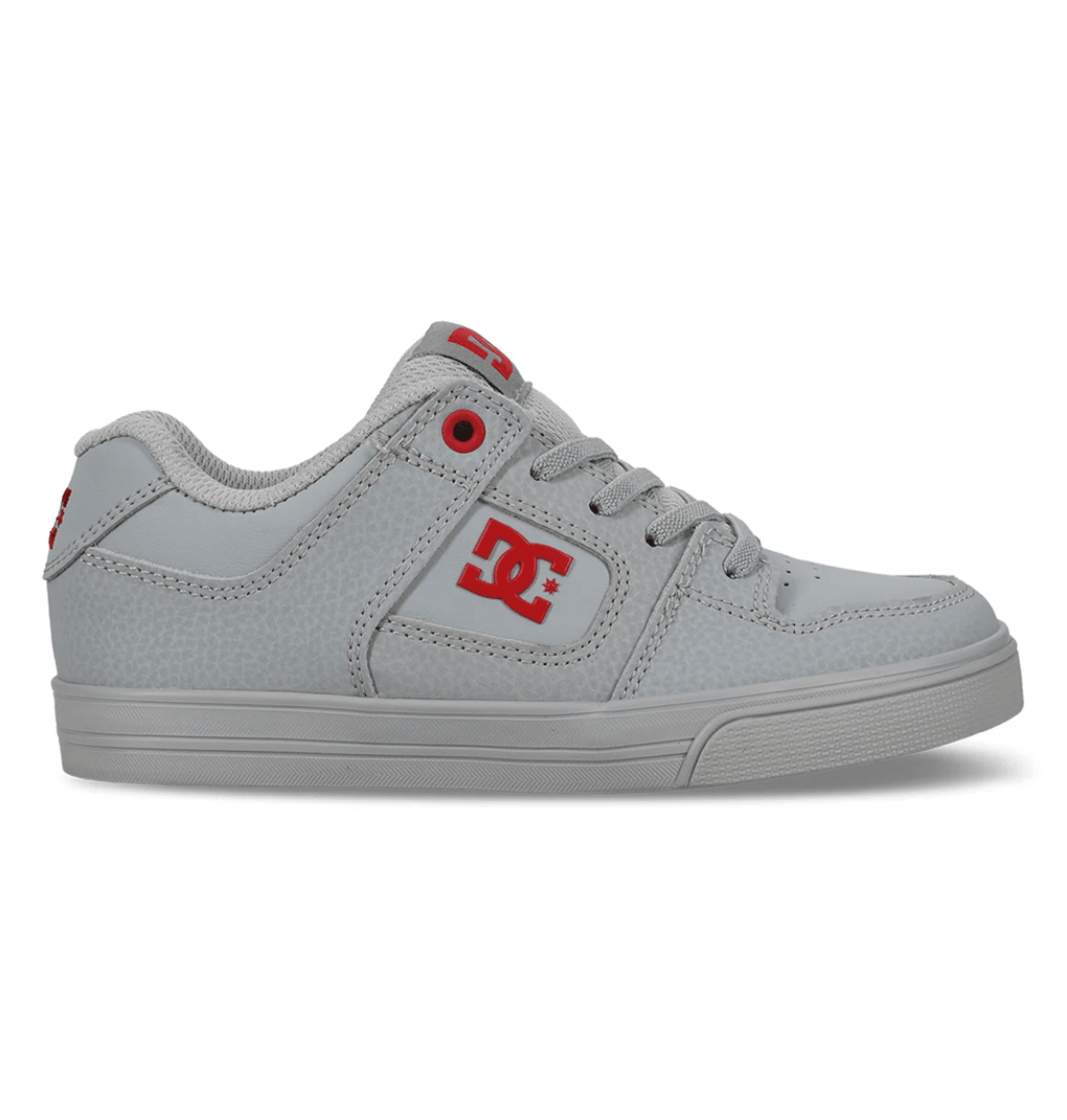 DC Shoes Pure Elastic Lace Para Niños, Gris/gris/rojo