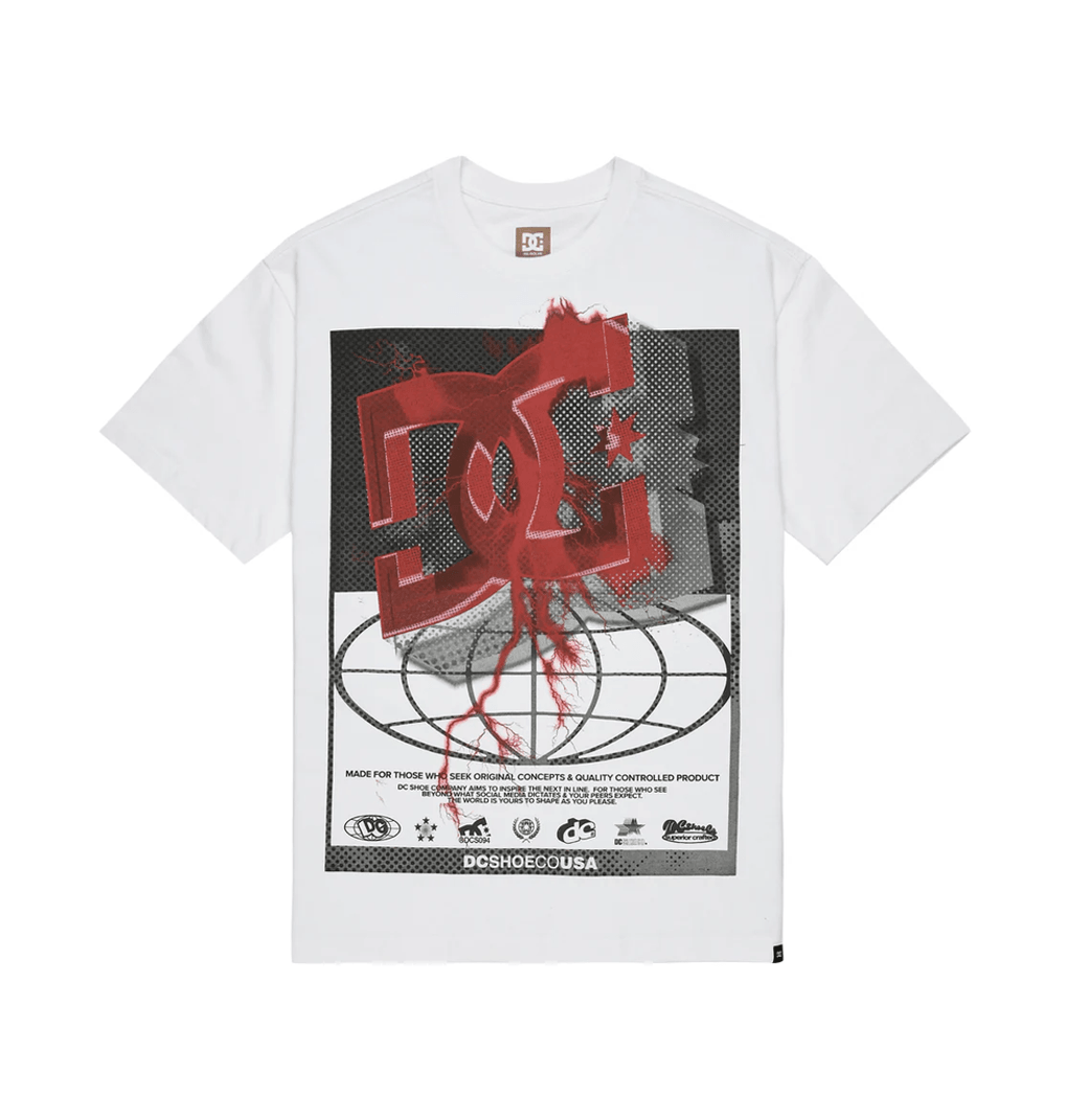 Camiseta Blanca De Manga Corta Para Hombre DC Shoes Global Storm Heritage