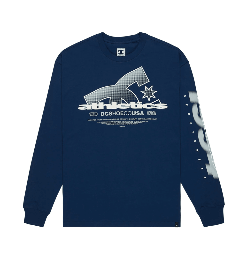 Camiseta De Manga Larga Dc Shoes Para Hombre Slathletic Heritage, Color Azul Inmobiliario
