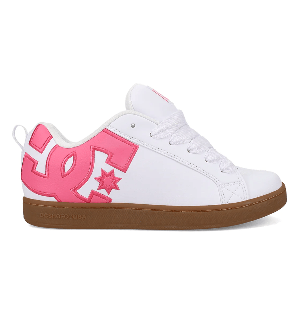 Zapatillas De Mujer Dc Shoes Court Graffik Blanco/rosa/goma Blanco/rosa/goma